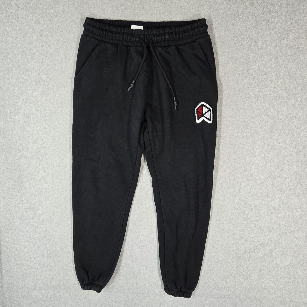 RAWGEAR Men Pants LARGE Black Embroidered Sweatpants Fleece Logo Jogger